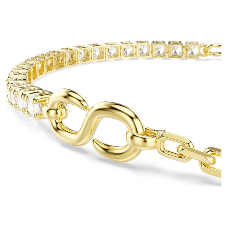 Matrix bracelet Round cut, White, 18K gold plated